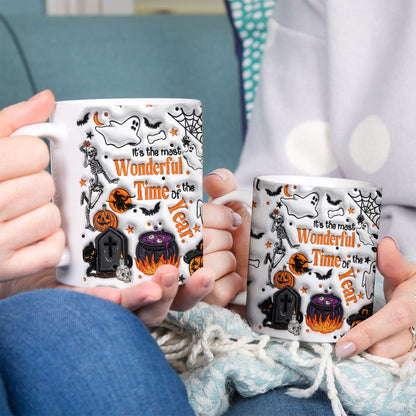 Petthouse | Skeleton It's The Most Wonderful Time Of The Year 3d Inflated Effect Printed Mug, Halloween Gift