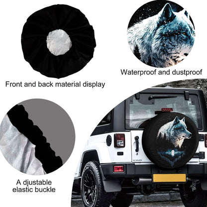 Petthouse | Wolf Mythical Camper Tire Cover Wolf Moon Night Tire Wheel Protector Wolf Lover Gifts