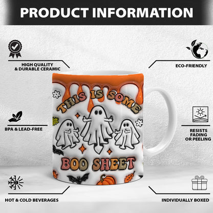 Petthouse | Halloween Ghost Mug, Ghost Ghouls Halloween Inflated 3d, This Is Some Boo Sheet Mug