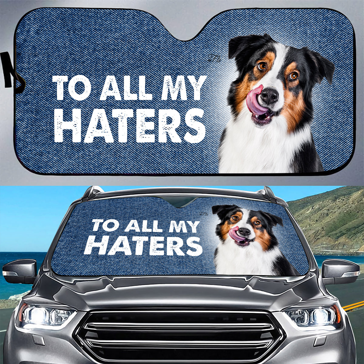 Petthouse | Australian Shepherd To All My Haters Sunshade Funny Dog Lovers Gift Best Gift For Fathers Day