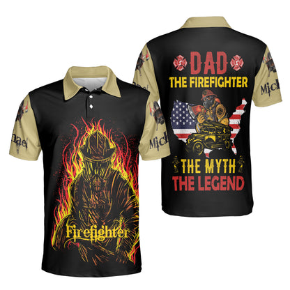 Petthouse | Customized Nam Dad The Firefighter American Polo Shirt Fireman Sport Shirt Father's Day Gift