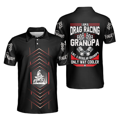 Petthouse | Customized Name Drag Racing Grandpa Polo Shirt Happy Father's Day Gift For Grandpa