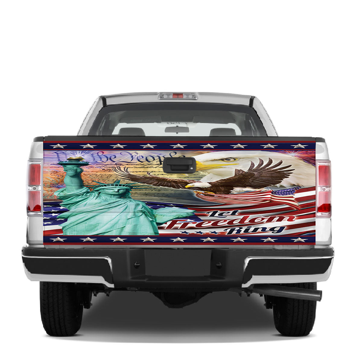 Petthouse | American Eagle Statue Of Liberty Let Freedom Ring Tailgate Wrap Decal Us Pride Tailgate Sticker