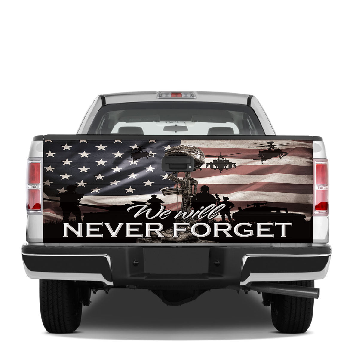 Petthouse | We Will Never Forget Veteran's Day Tailgate Wrap Decal American Veteran Truck Decor