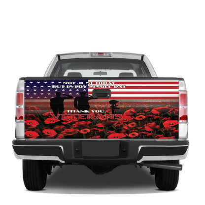 Petthouse | Not Just Today But Every Single Day Thank You Veteran Poppy Tailgate Wrap Decal Veteran's Day Decor