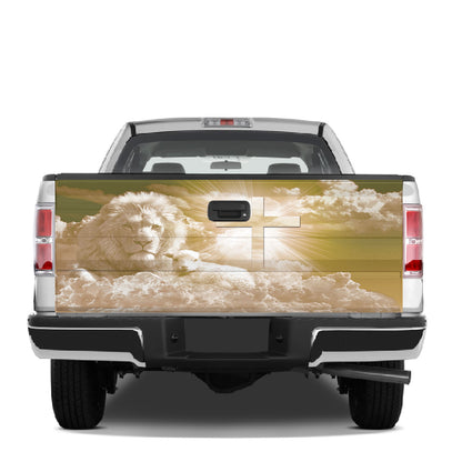 Petthouse | Lion Of Judah Lamb Of God Tailgate Wrap Decal Jesus God Christian Cross Sticker Truck Decor