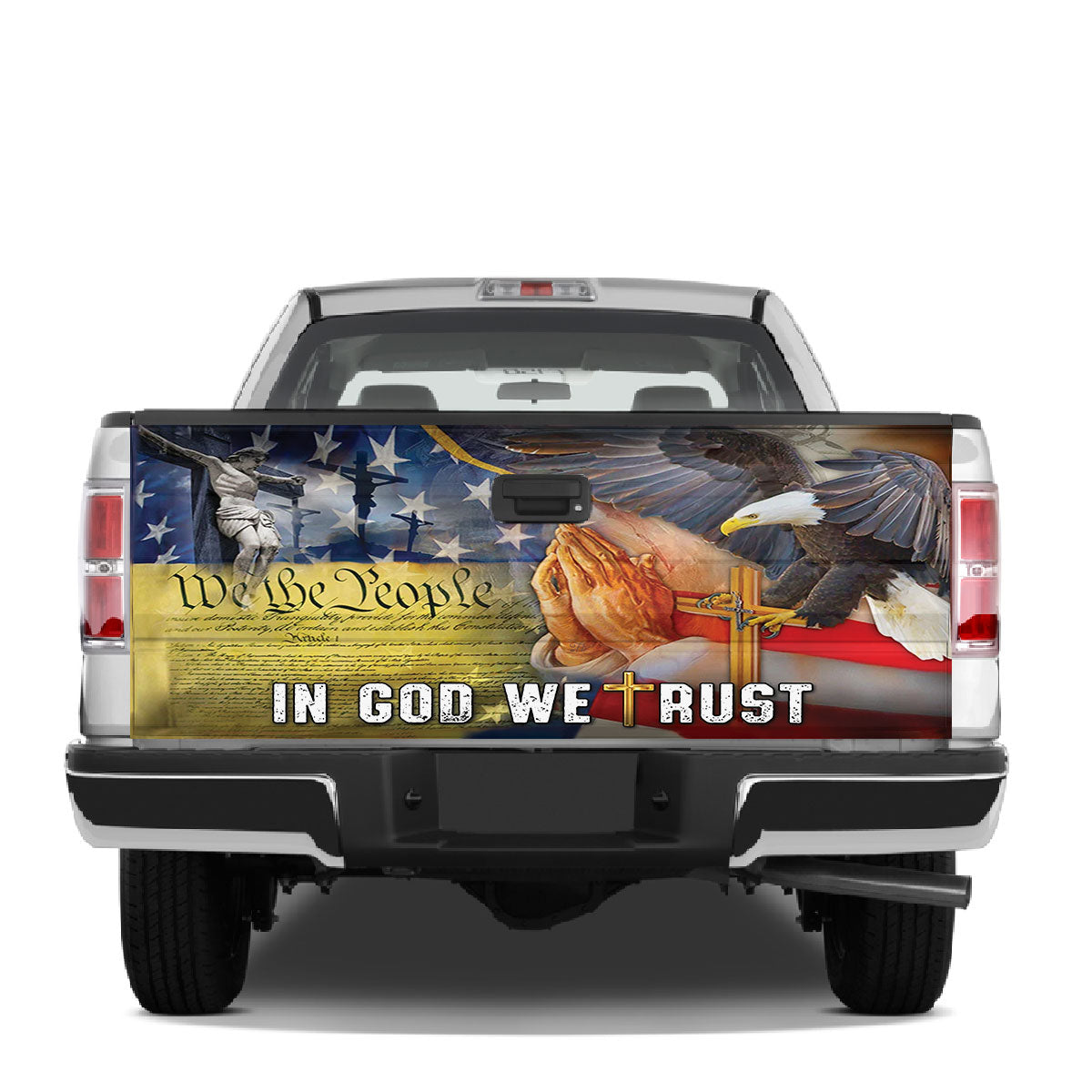 Petthouse | Jesus Christian Us Veteran Tailgate Wrap Decal Vinyl Graphic In God We Trust Truck Sticker Dad Gift