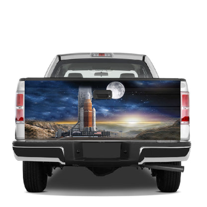 Petthouse | Rocket Moon Night Tailgate Wrap Decal Rocket Sticker Truck Decoration Father Gift Idea