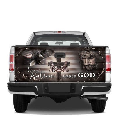 Petthouse | One Nation Under God Jesus Christ Tailgate Wrap Decal Happy 4th Of July Truck Decoration