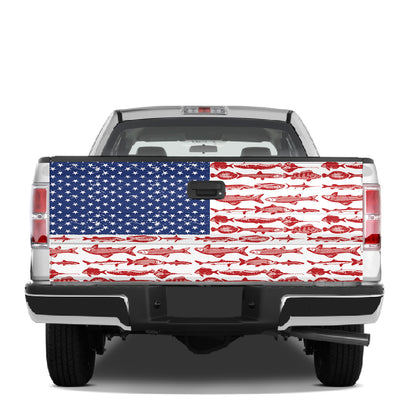 Petthouse | Fishes American Flag Tailgate Wrap Decal Truck Decoration Gift For Family