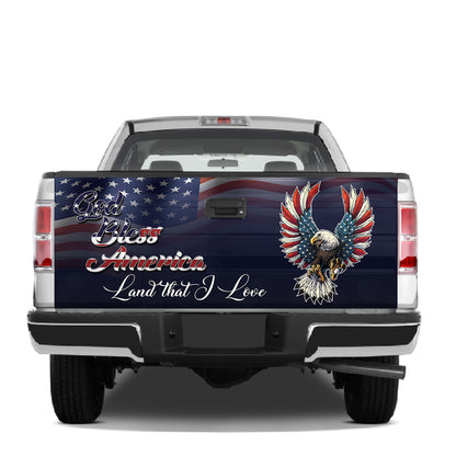 Petthouse | God Bless America Tailgate Wrap Decal Jesus Christ Happy 4th Of July Graphic Wraps Truck Decor