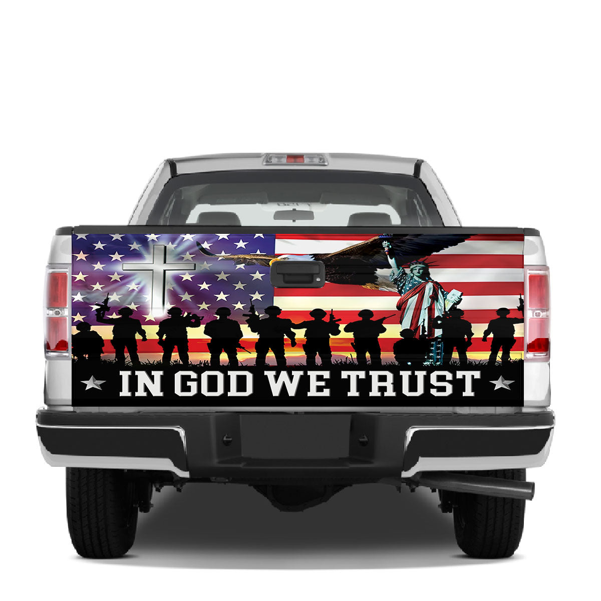 Petthouse | In God We Trust American Army Veteran Tailgate Wrap Decal Truck Decoration