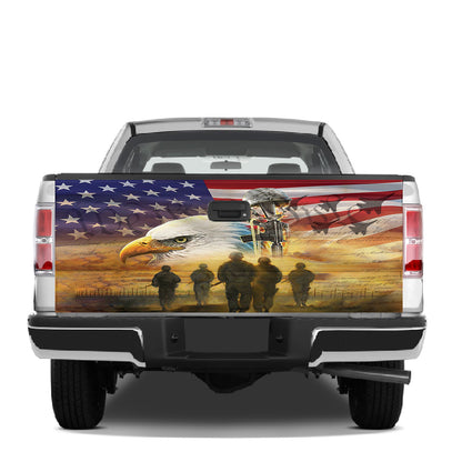 Petthouse | American Veteran Soldier Military Tailgate Wrap Vinyl Graphic Us Veteran Decal Sticker Memorial Day