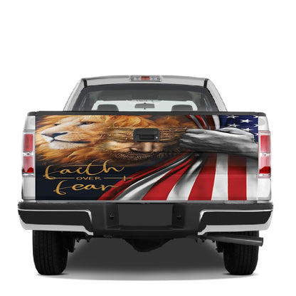 Petthouse | Jesus Christian Lion Faith Over Fear Tailgate Wrap Decal Lion Of Judah Sticker Tailgate Sticker