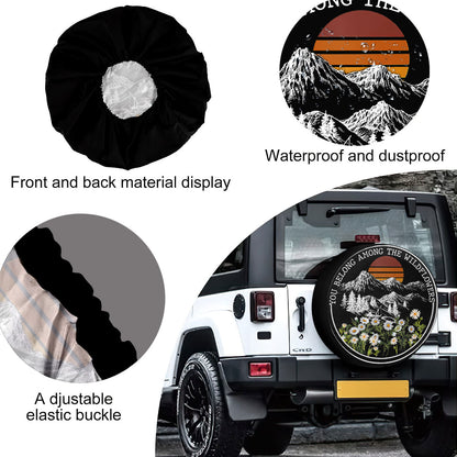 Petthouse | Mountain Landscape Camping Hiking Spare Tire Cover You Belong Among The Wild Flowers Truck Decor