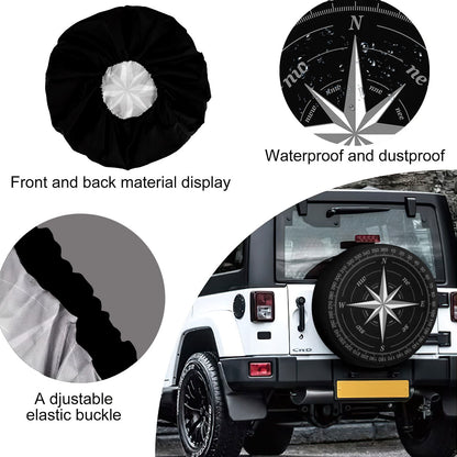 Petthouse | Compass Rose Black Spare Tire Cover Wheel Covers Accessories Spare Wheel Cover Truck Decoration