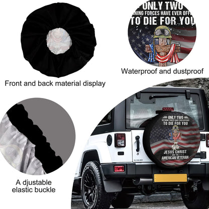 Petthouse | Jesus Christ And The American Veteran Spare Tire Cover Wheel Cover Jesus Believer Tire Protector