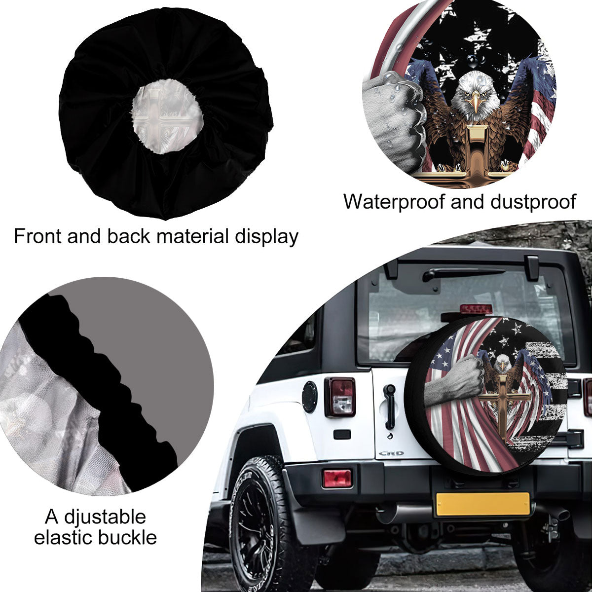 Petthouse | American Christian Cross Eagle Spare Tire Cover Independence Day Freedom Day Decoration