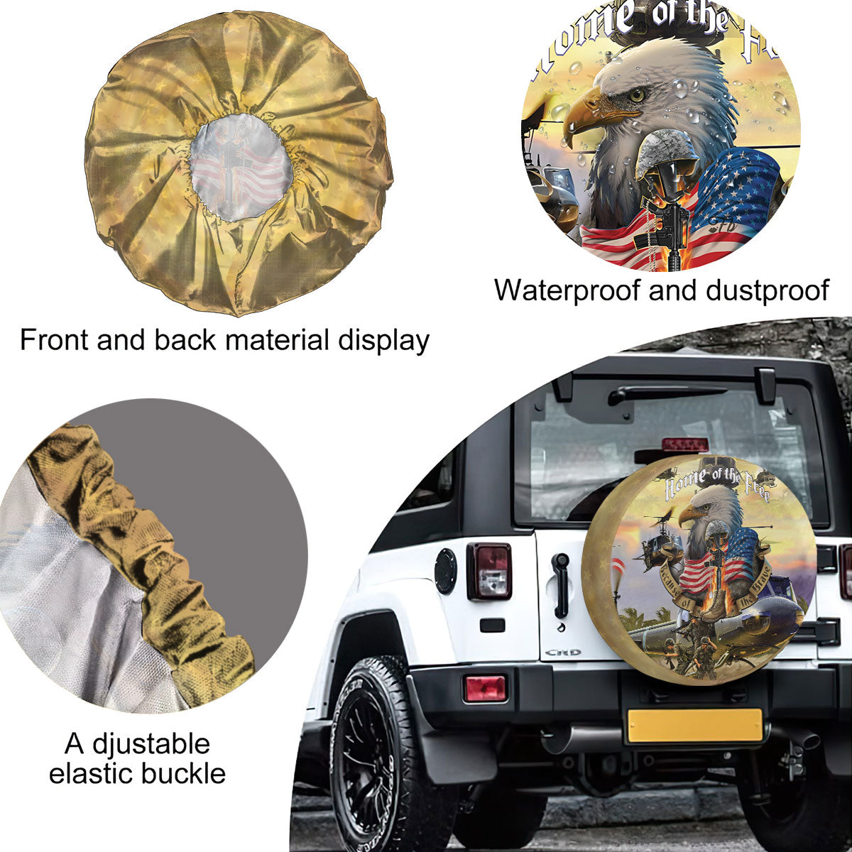 Petthouse | American Veteran Helicopter Spare Tire Cover Veteran's Day Memorial Day Decor Truck Decoration