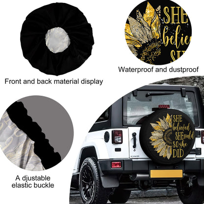 Petthouse | Leopard Sunflower She Believed She Could So She Did Spare Tire Cover Sunflower Car Accessory