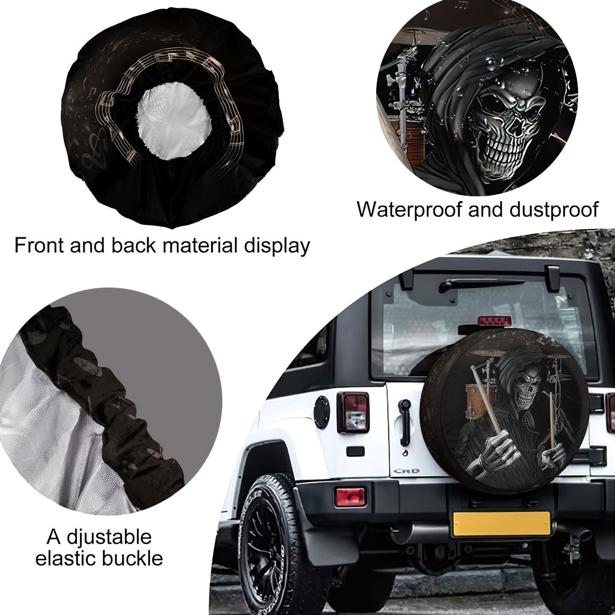 Petthouse | Skull Theme Car Accessory Skull Vector Camper Tire Cover Wheel Tire Covers For Men