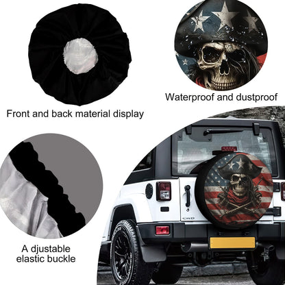 Petthouse | American Pirate Skull Spare Tire Cover Skull Skeleton Bones Car Accessory Truck Decoration