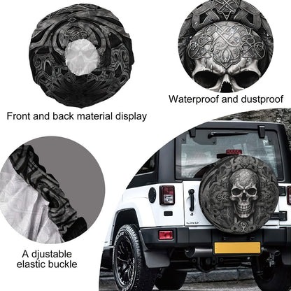 Petthouse | Dark Skull Halloween Spare Tire Cover Happy Halloween's Day October 31th Truck Decoration