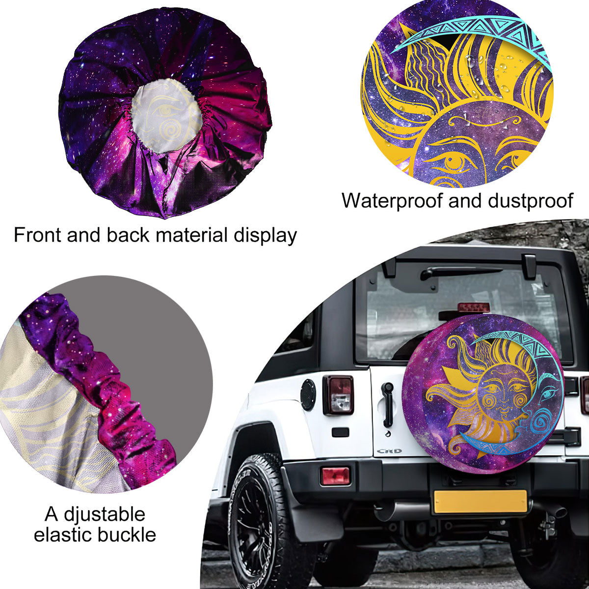 Petthouse | Sun And Moon Galaxy Space Spare Tire Cover Truck Decor Gift For Family And Friends