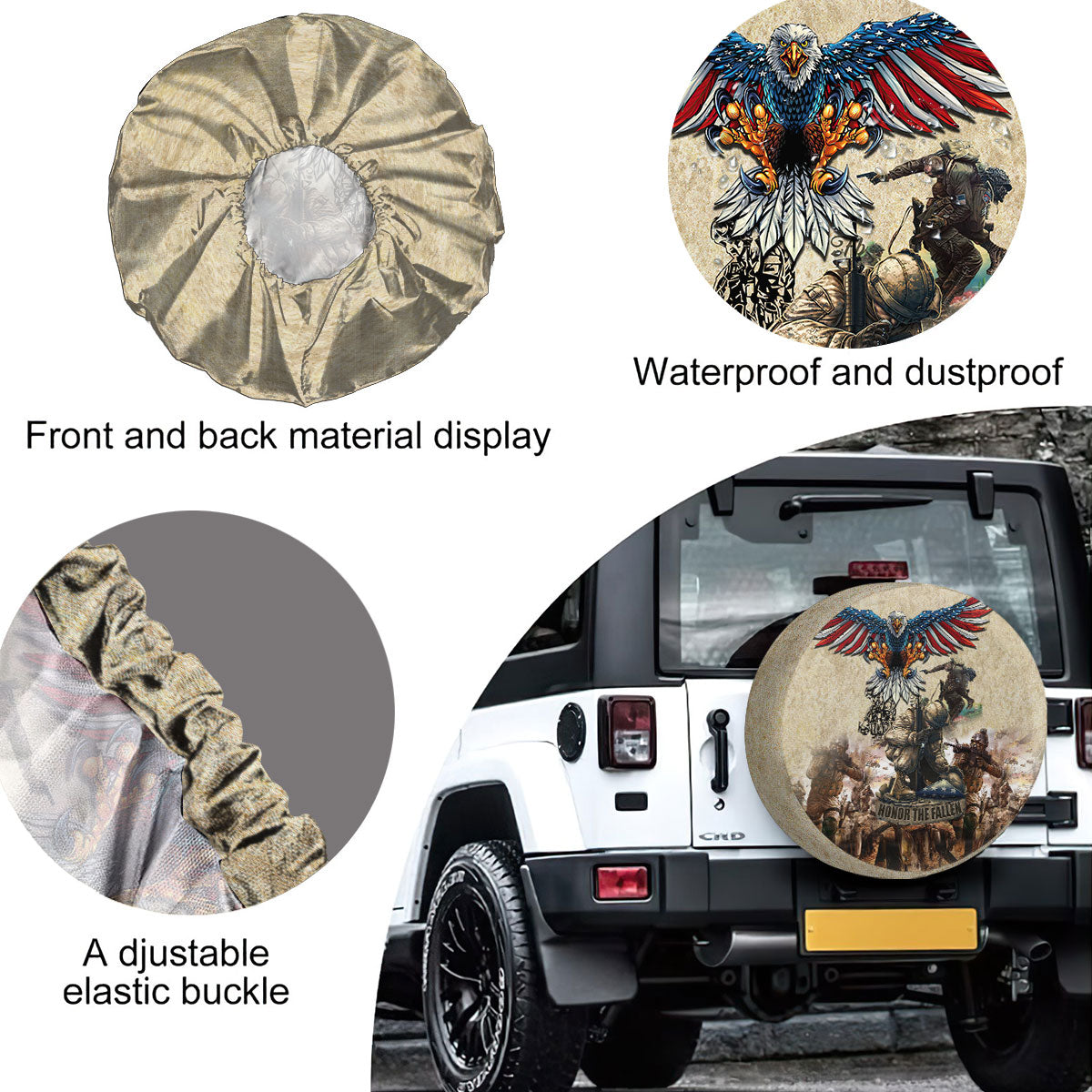 Petthouse | American Veteran Soldier Military Spare Tire Cover Honor The Fallen Freedom Day Car Accessory