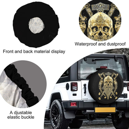 Petthouse | Viking Skullcap Spare Tire Cover Poleax Tire Protector Ivory Pattern Car Accessory Truck Cover