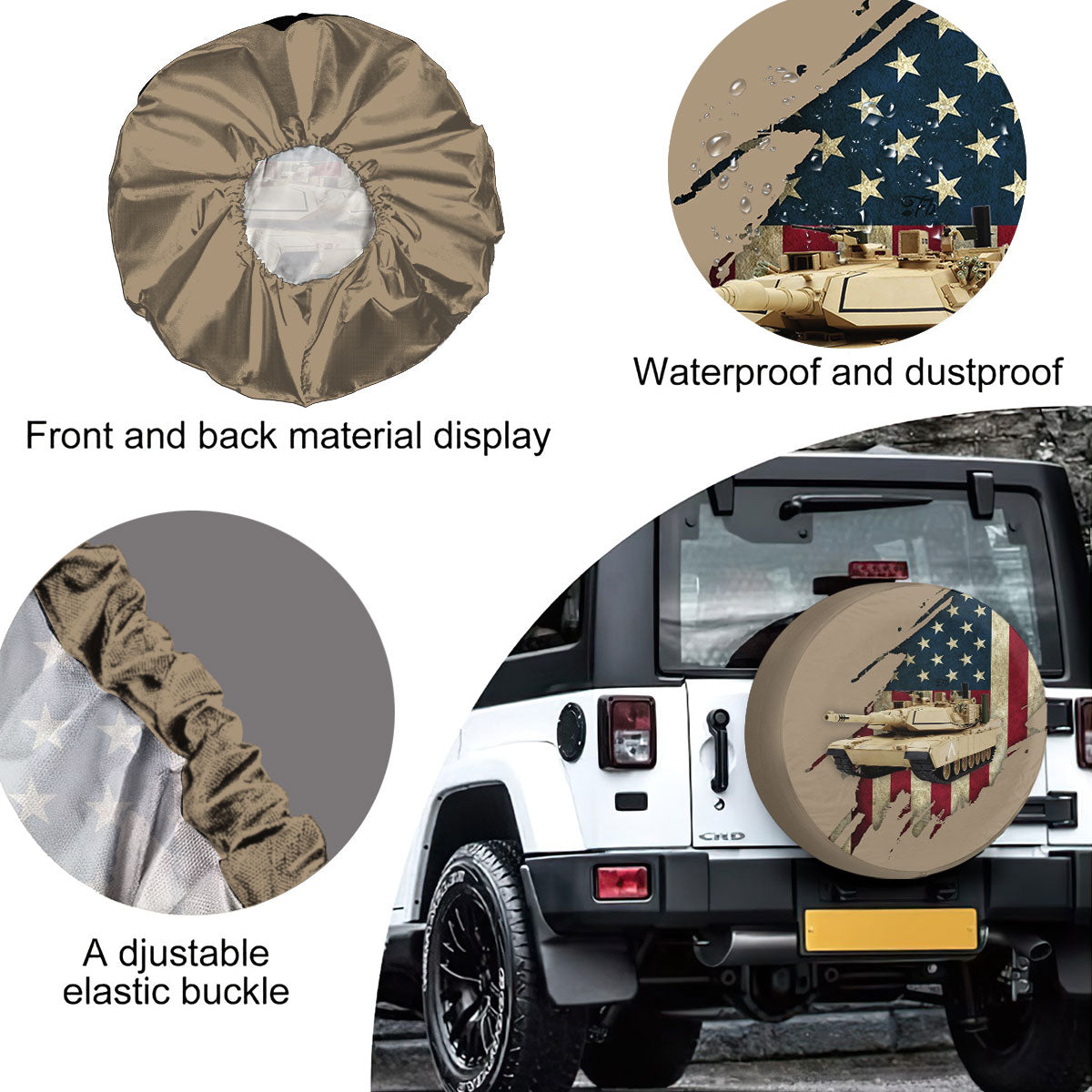 Petthouse | Main Battle Tank American Flag Spare Tire Cover Us Tank Truck Decoration Gift For Dad