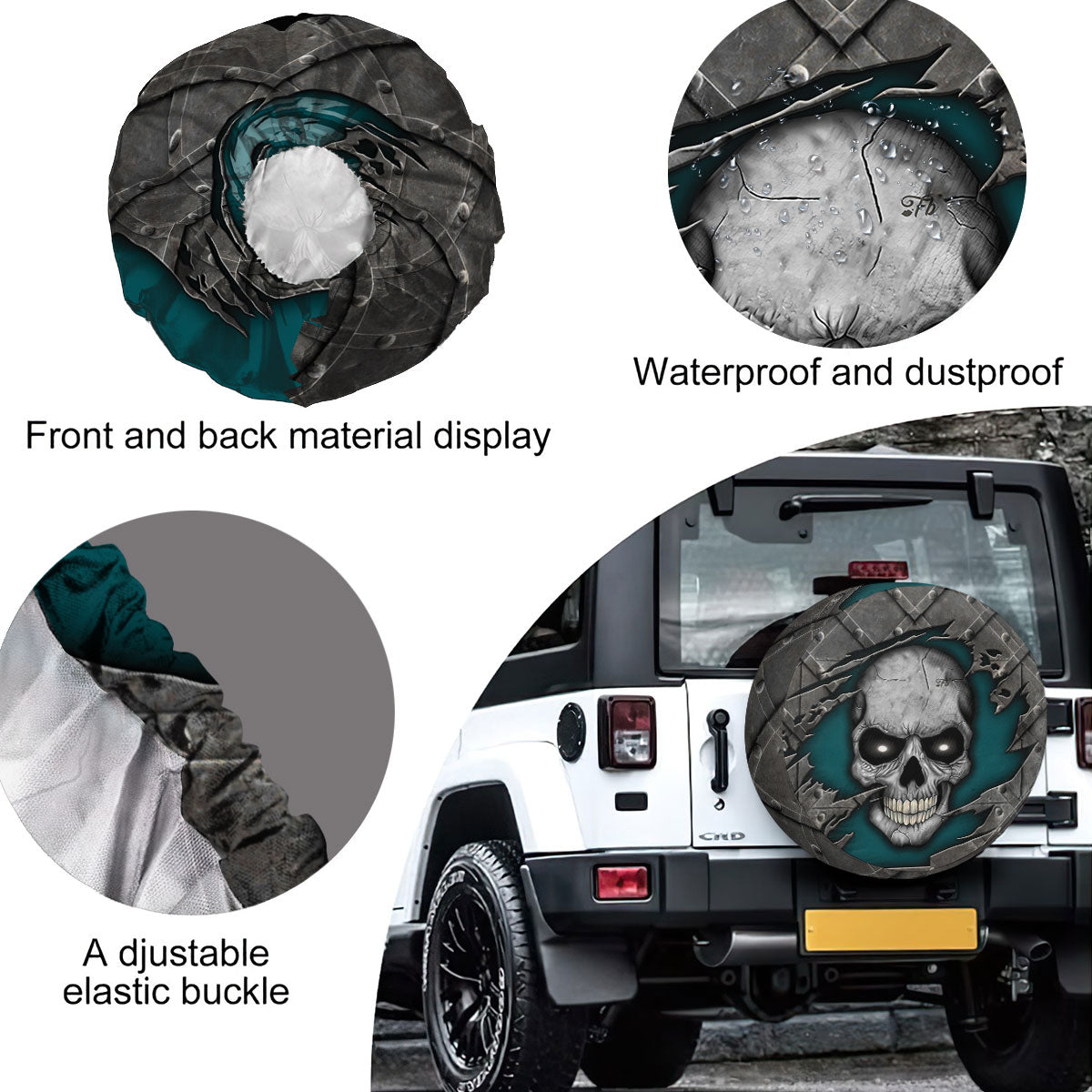 Petthouse | Skull Spare Tire Cover Halloween Skeleton Bone Wheel Tire Cover Gifts For Boyfriends