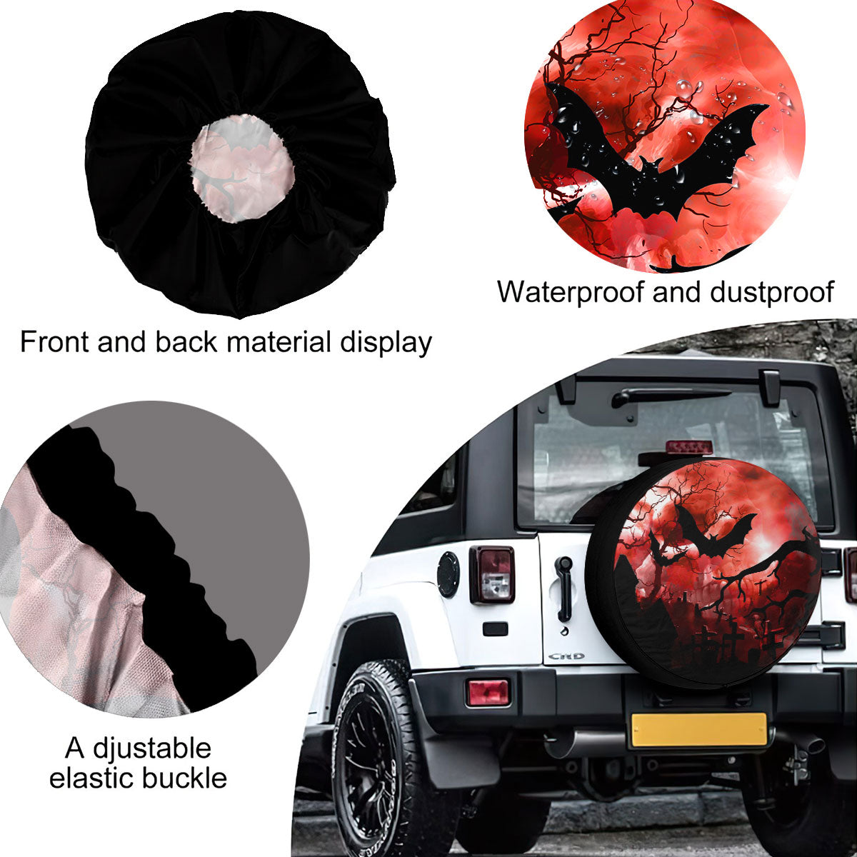 Petthouse | Cemetery Spare Tire Cover Bat Spare Wheel Cover New Car Gift Tire Protector Horror Lovers