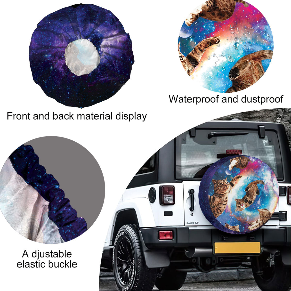 Petthouse | Funny Cat Galaxy Space Spare Tire Cover Happy International Cat Day Truck Decor Cat Fanclub Gift