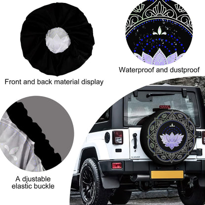 Petthouse | Lotus Mandala Texture Spare Tire Cover Lotus Flower Floral Truck Decoration Mandala Lovers Gift