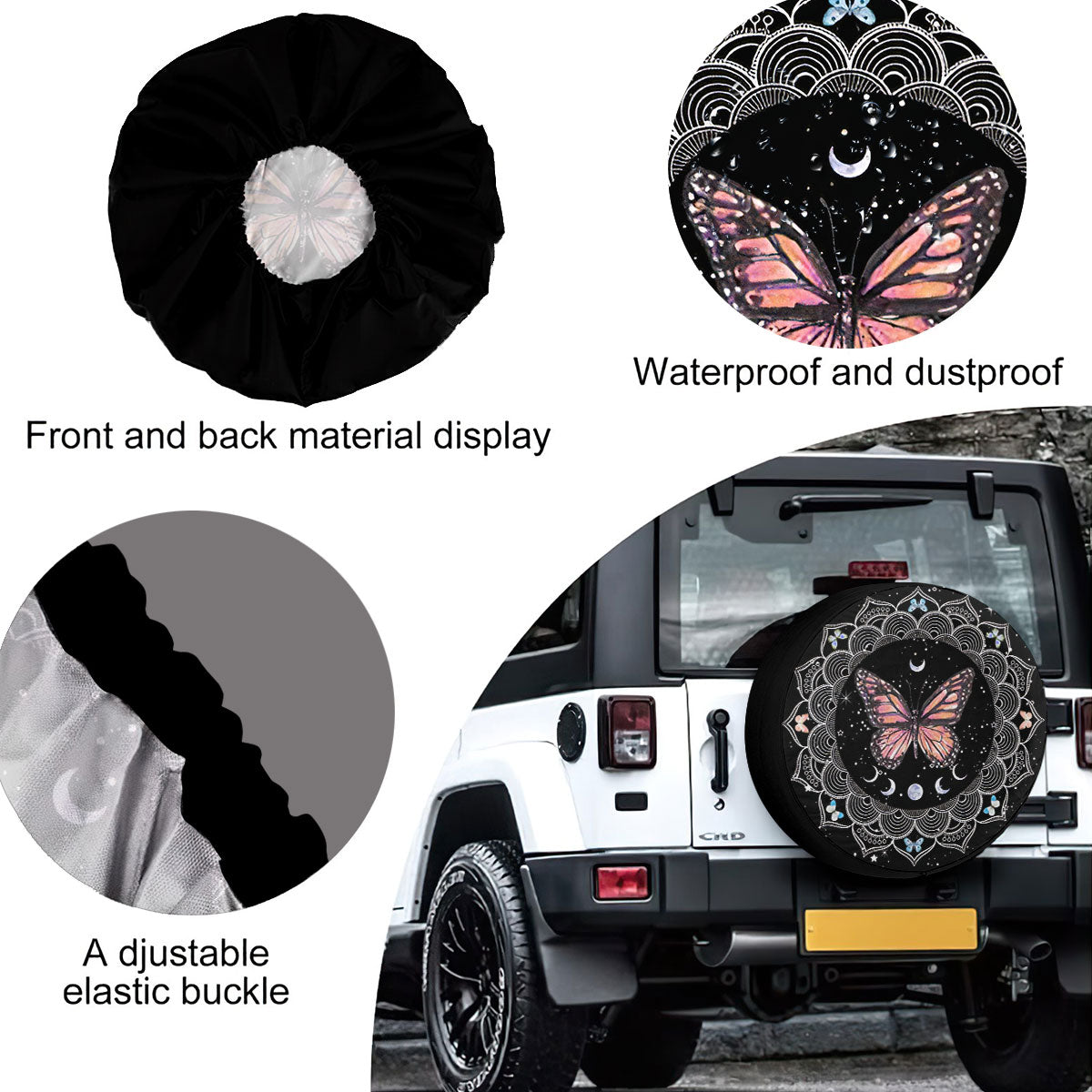 Petthouse | Butterfly Moon Mandala Style Spare Tire Cover Butterfly Truck Decoration Car Decor