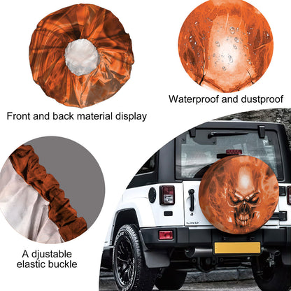 Petthouse | Horror Skull Fire Spare Tire Cover Halloween's Day Decor Truck Decoration