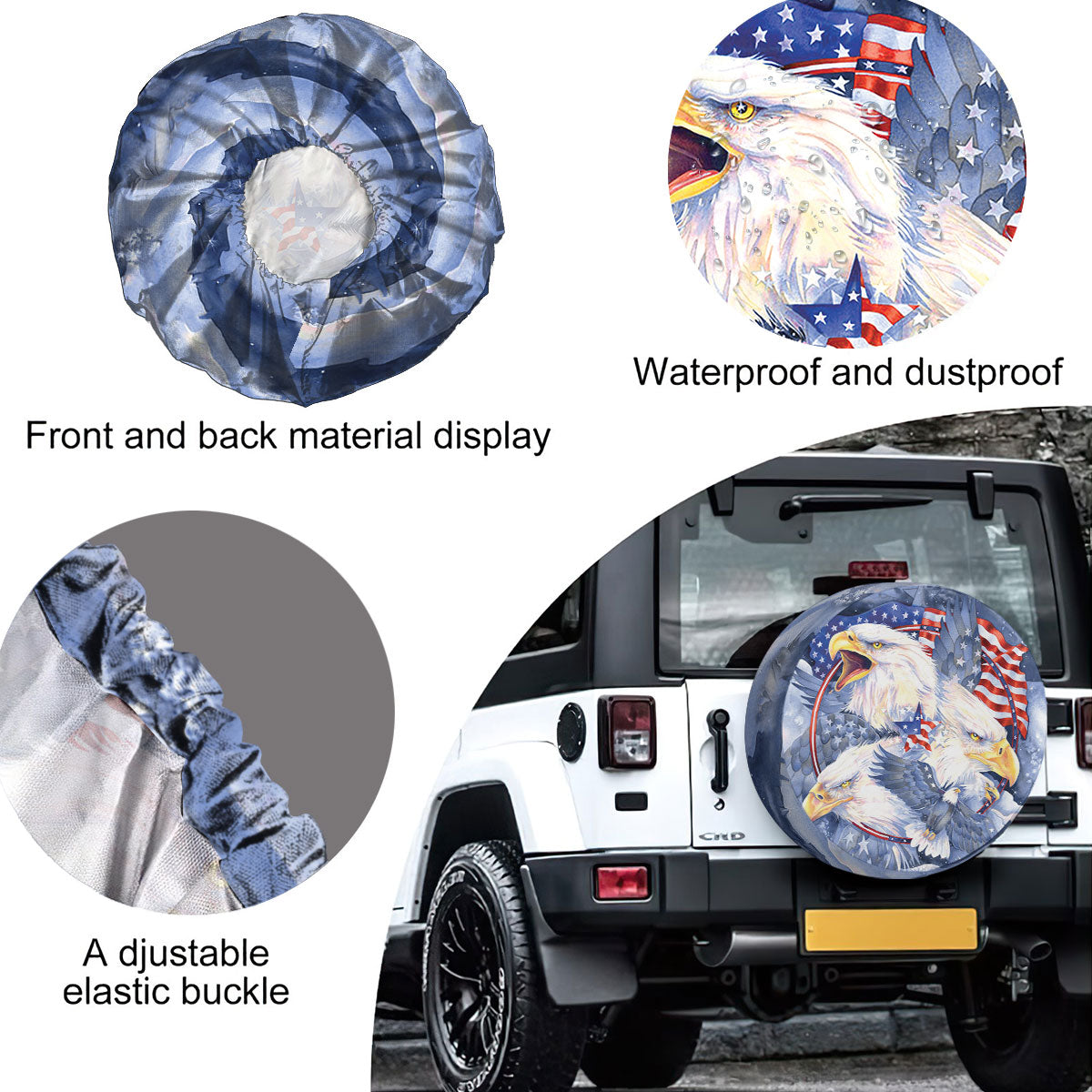 Petthouse | American Eagle Spare Tire Cover Accessories Us Eagle Bird Truck Decoration 4th Of July Gift