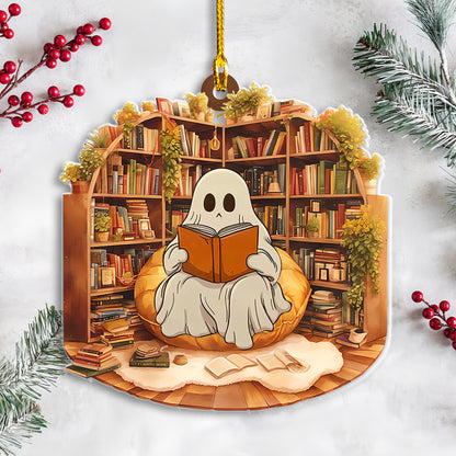 Petthouse | Custom Ghost Read Book Acrylic Ornament, Ghostly Bookish Ornament Window Hangings, Ghost Book