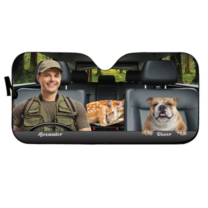 Petthouse | Custom Hunting Together Sunshade Car Auto Sun Shade Personalized Dog Lover Sunshade Windshield