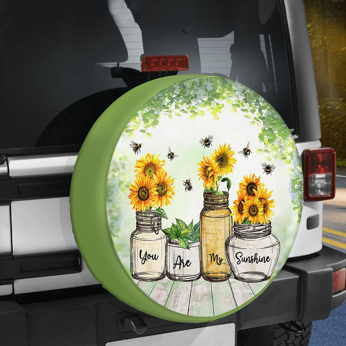 Petthouse | Bee Sunflower Motivation Quote Tire Wheel Protector You Are My Sunshine Daughter Spare Tire Cover