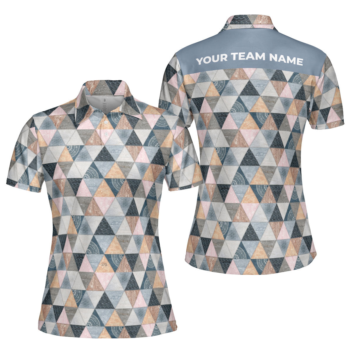 Petthouse | Customized Ceramic Pattern Vintage Women's Polo Shirt Golf Style Striangle Pattern