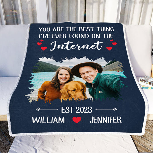 Petthouse | Customized Photo Valentines Day Sofa Couch Blanket For Lover, Warm Blanket As First Date