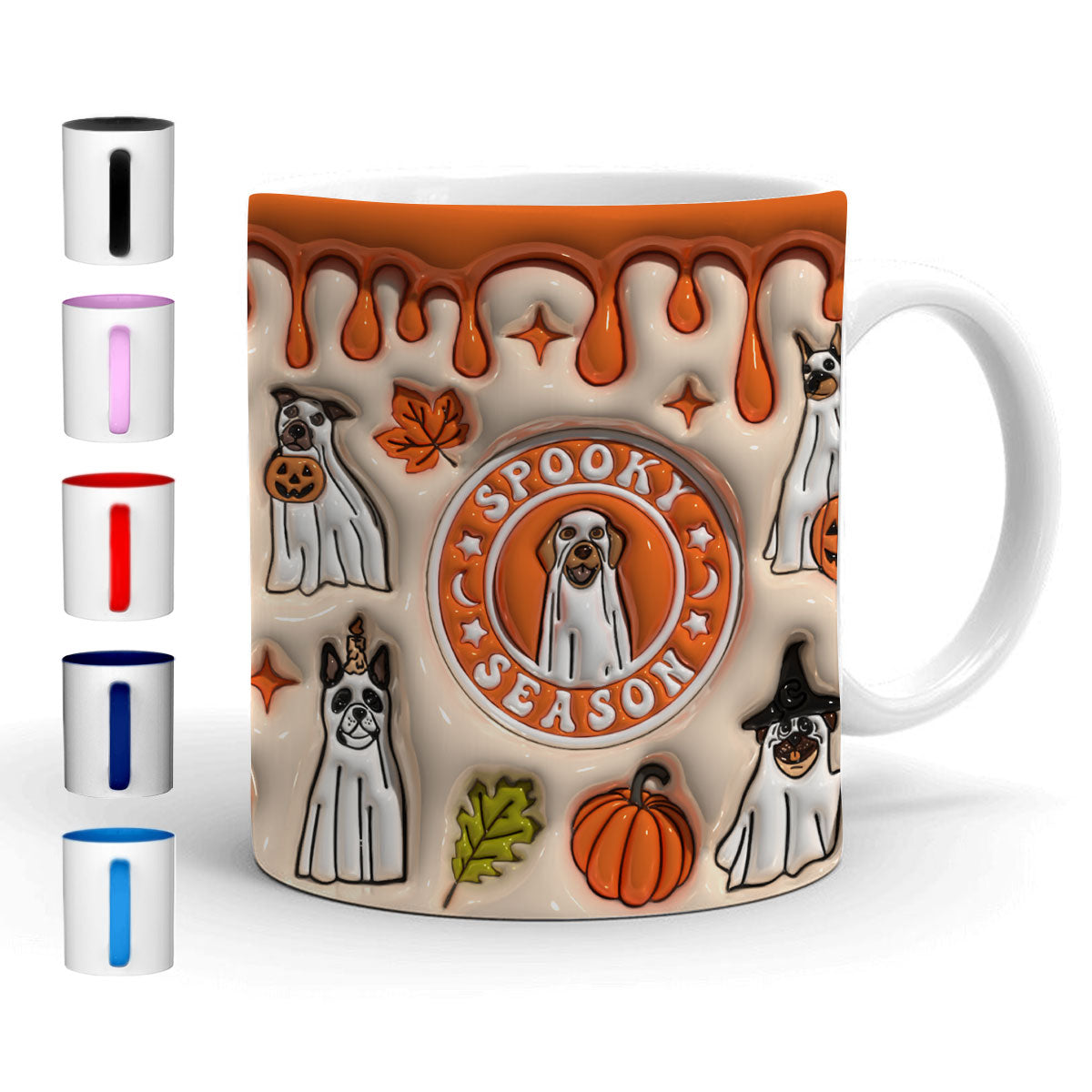 Petthouse | Halloween Ghost Dog Crew Spooky Vibes Mug, Spooky Vibes 3d Inflated Effect Mug, Cute Ghost