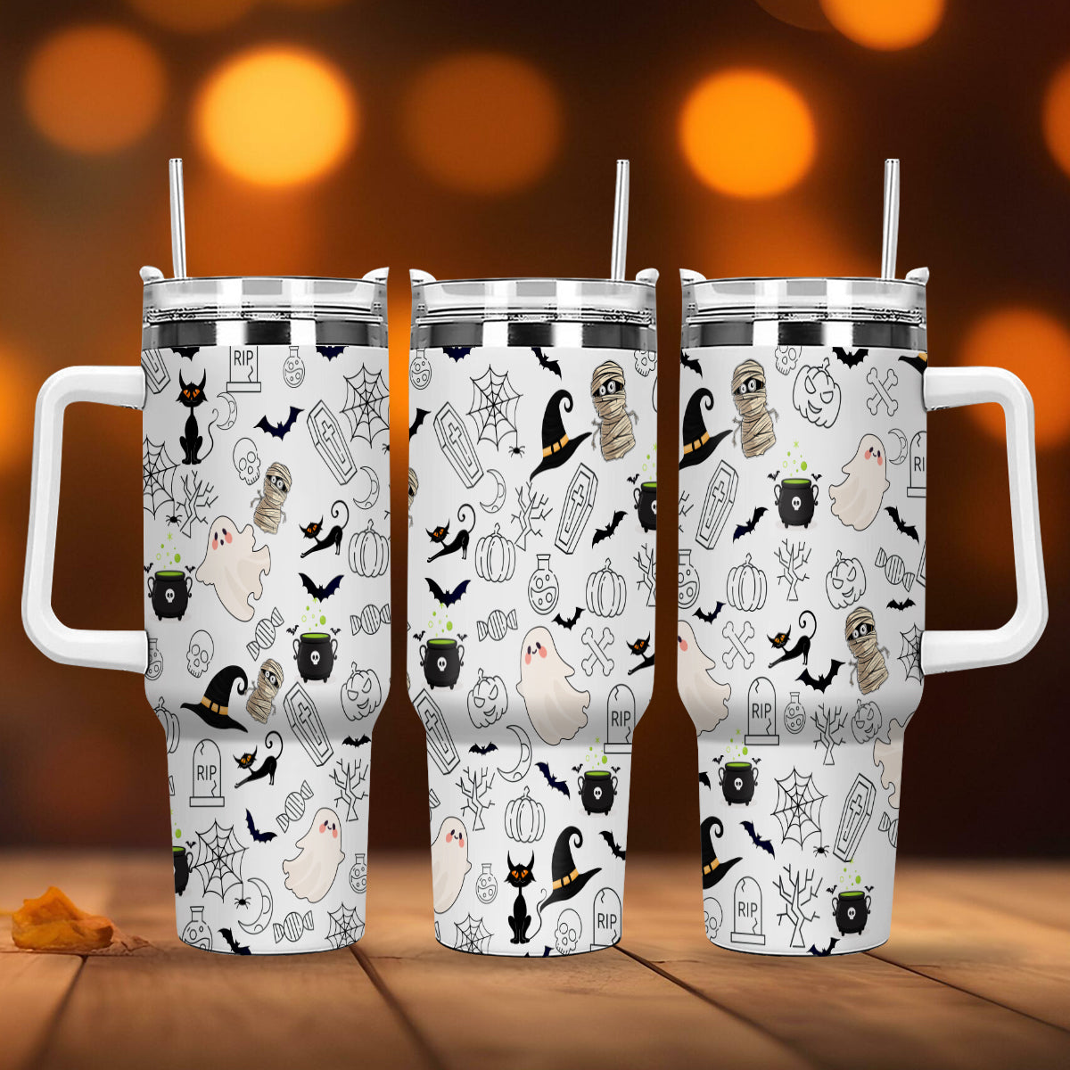 Petthouse | Halloween Ghost 40oz Tumbler, Halloween Pattern Tumbler, Halloween Gift, Spooky Vibes