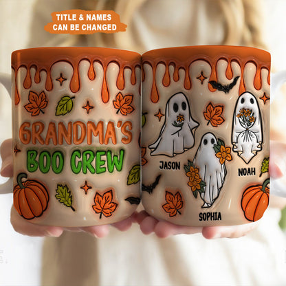 Petthouse | Personalized Gift For Grandma's Boo Crew 3d Inflated Mug, Ghost Boo Crew Halloween Family Mug