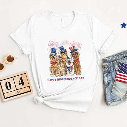 Petthouse | Golden Retriever 4th Of July Shirt, Dog Flag Independence Cute Dog Mom Fourth Of July