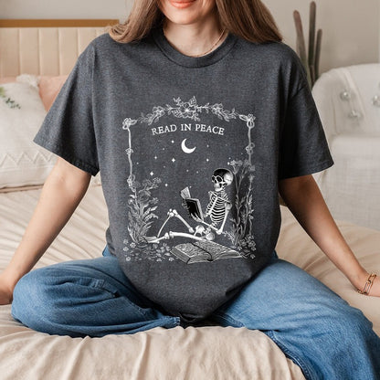 Petthouse | Read In Peace Shirt, Skeleton Reading Book Shirt, Skeleton Reading Book Lovers, Skeleton