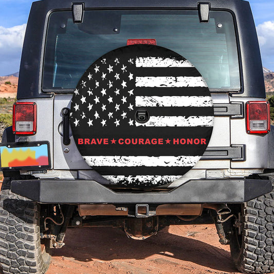 Petthouse | Usa Patriotic Firefighter Brave Courage Honor Quote Spare Tire Cover Fireman Hero Tire Covers For Cars