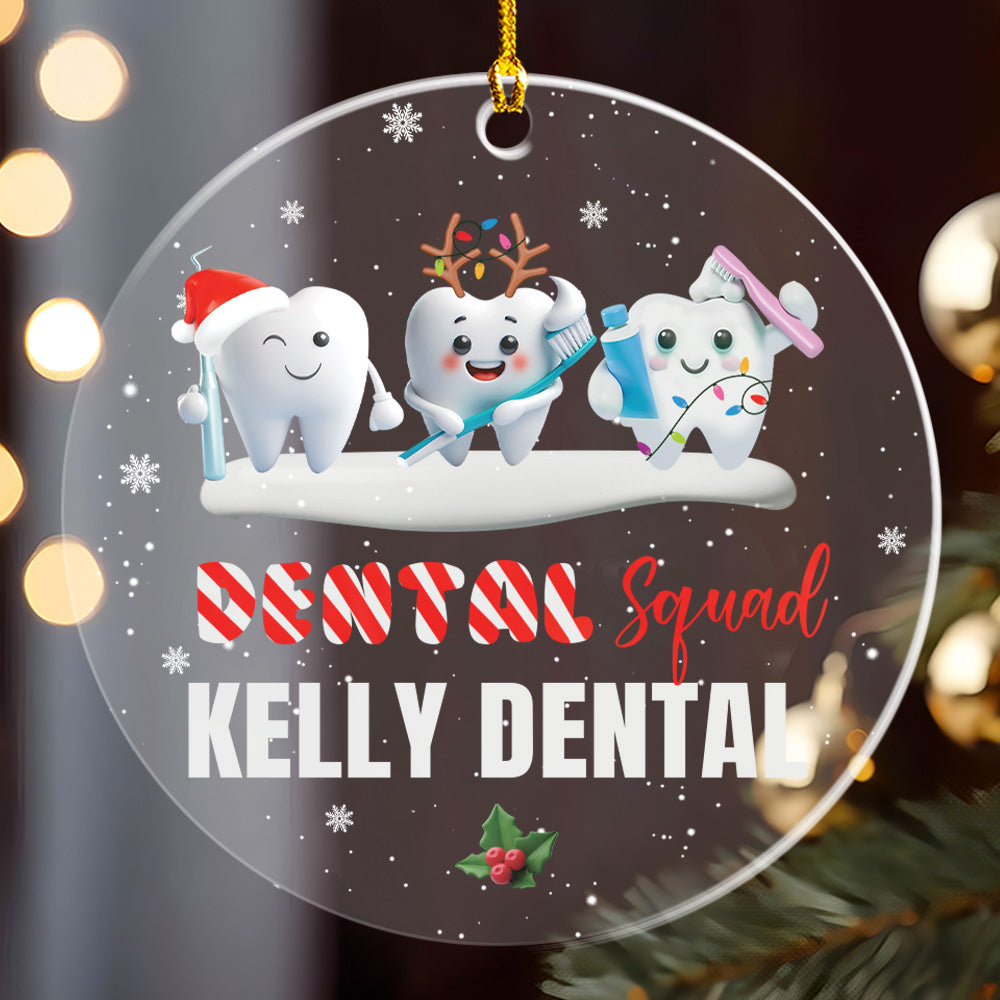 Petthouse | Personalized Dental Squad Ornament, Custom Brand Name, Dental Office Gift, Work Anniversary Gift